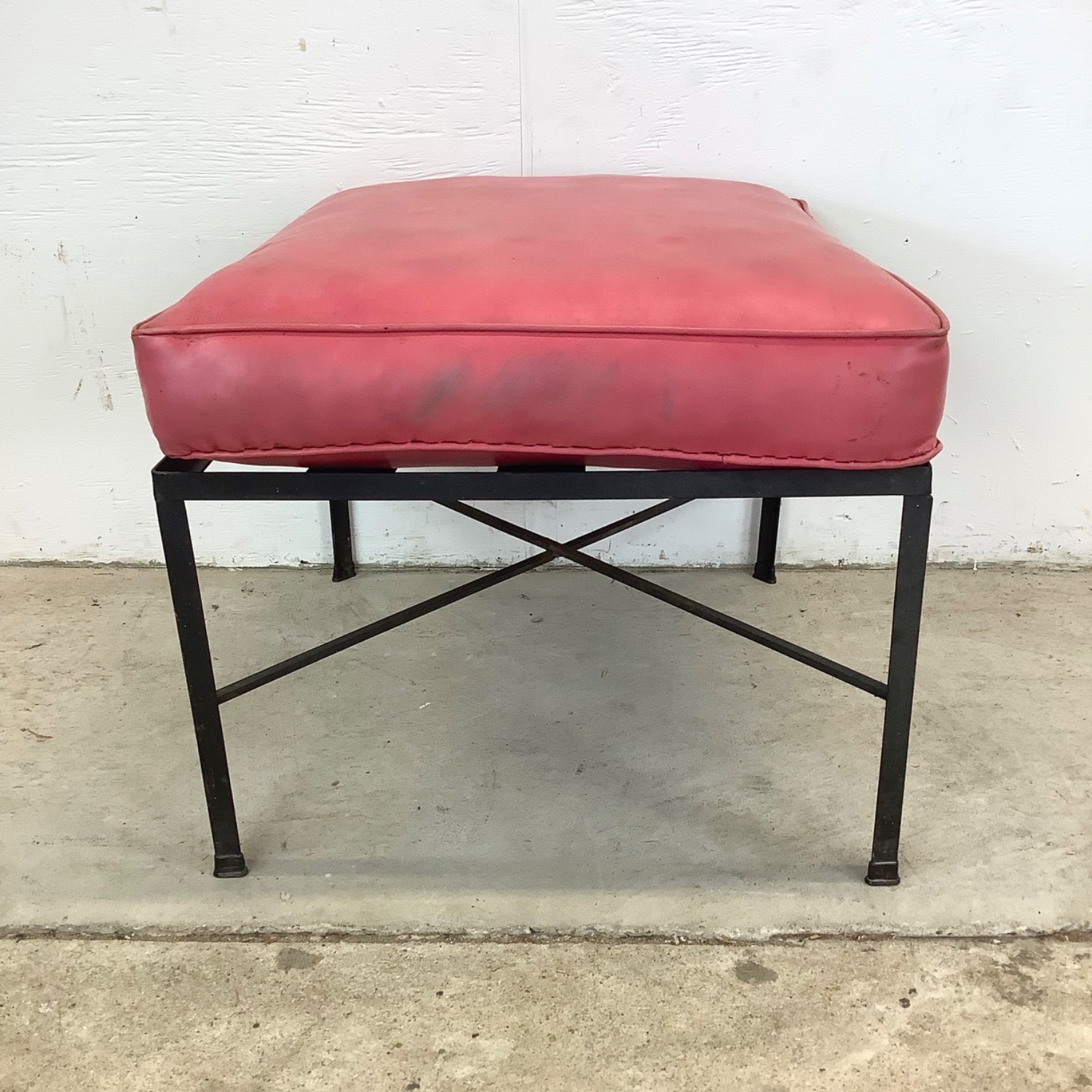 Vintage Modern Metal & Vinyl Chair with Ottoman - image-21