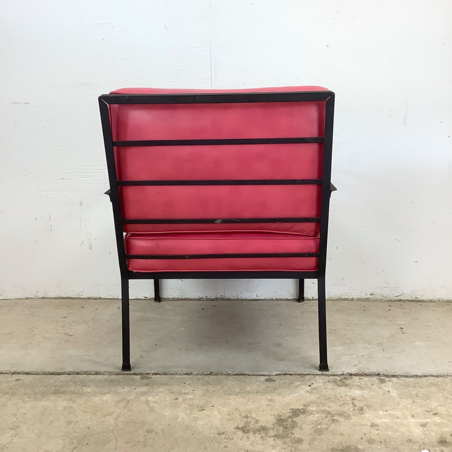 Vintage Modern Metal & Vinyl Chair with Ottoman - image-4