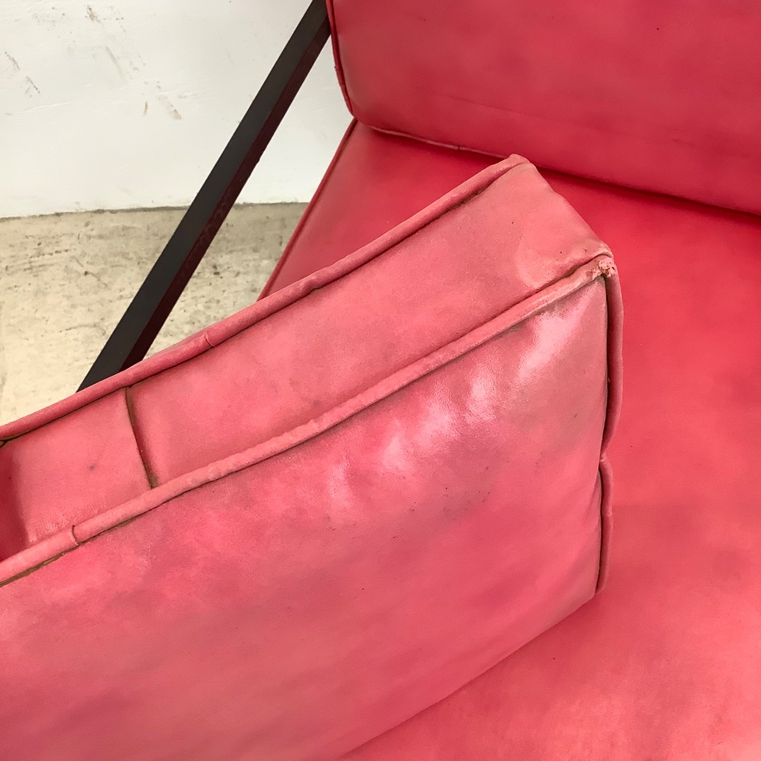 Vintage Modern Metal & Vinyl Chair with Ottoman - image-14