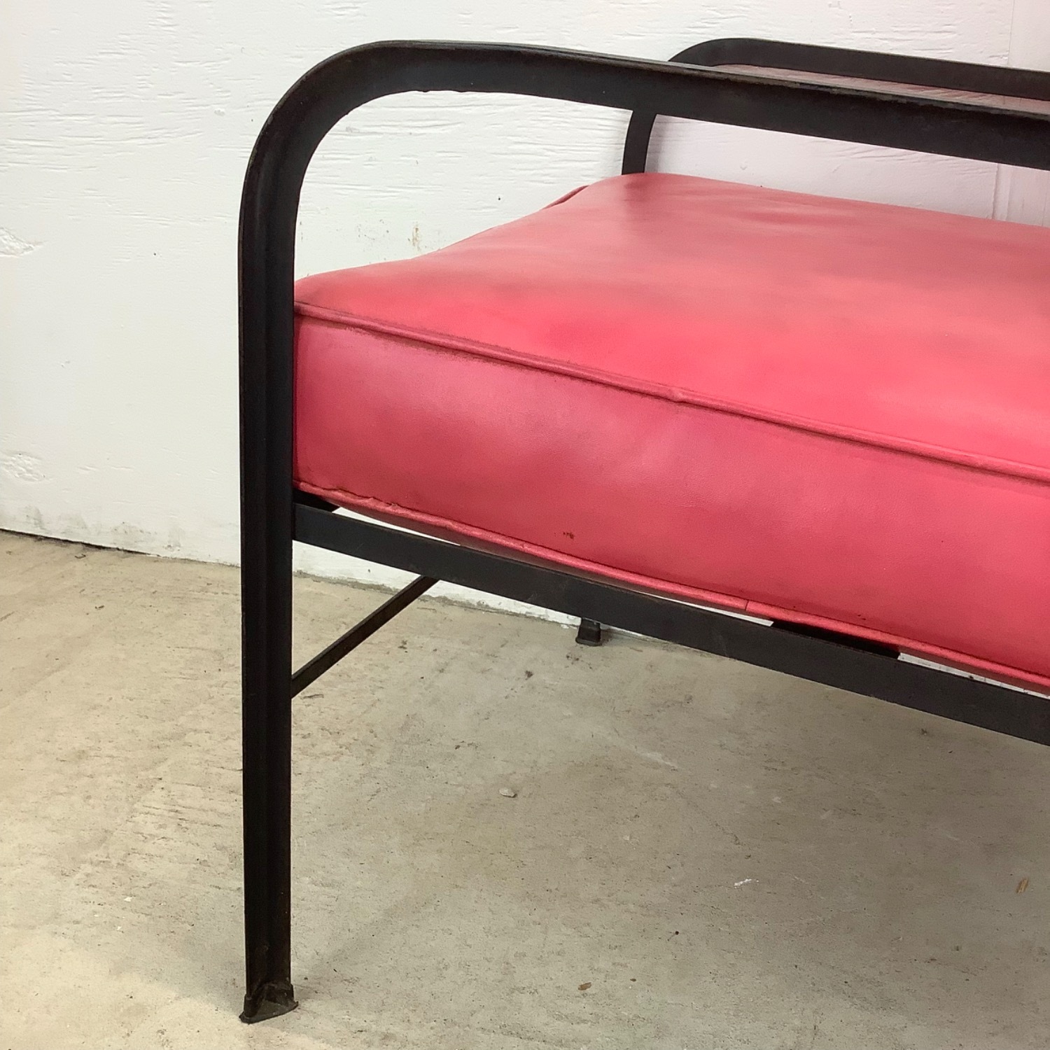 Vintage Modern Metal & Vinyl Chair with Ottoman - image-16