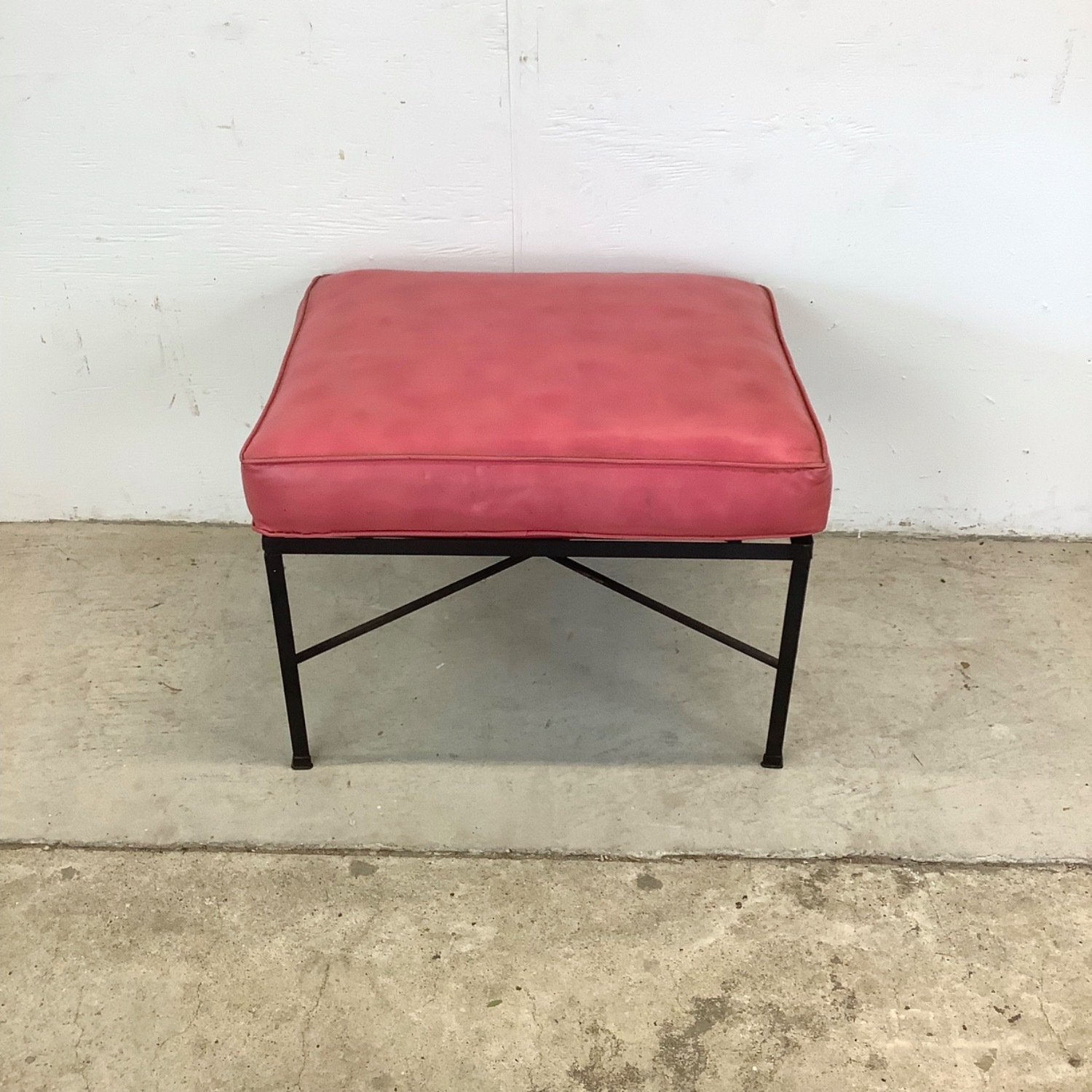 Vintage Modern Metal & Vinyl Chair with Ottoman - image-18