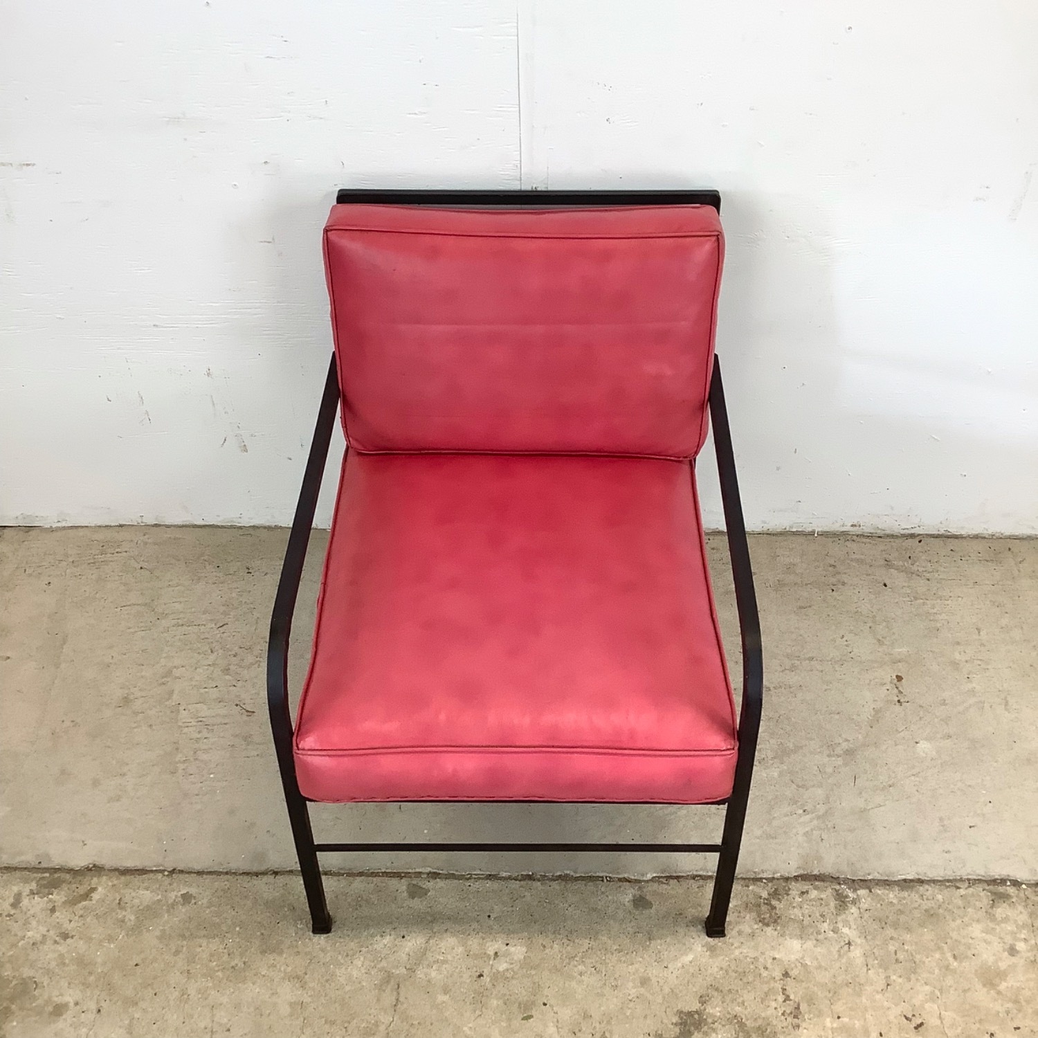 Vintage Modern Metal & Vinyl Chair with Ottoman - image-10