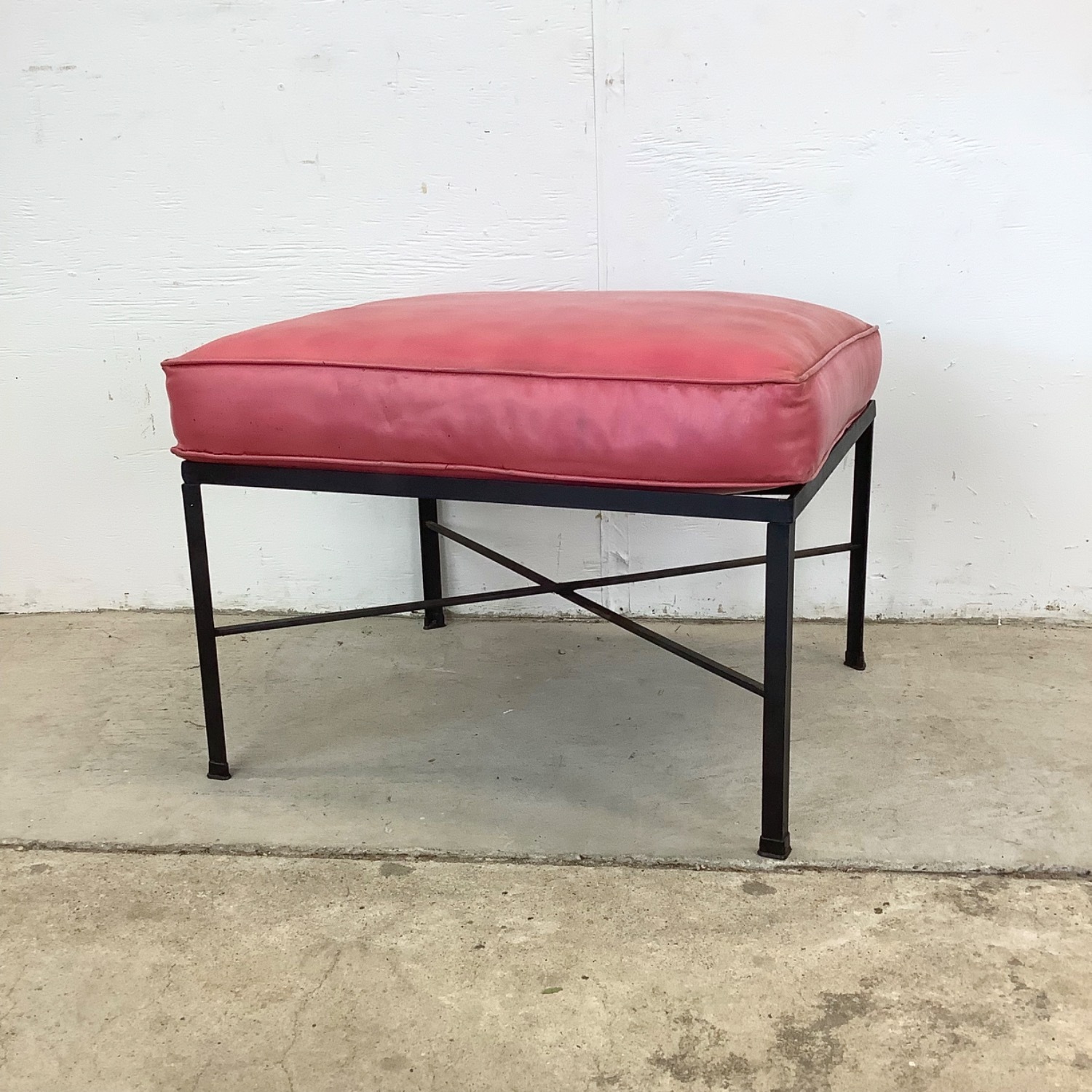 Vintage Modern Metal & Vinyl Chair with Ottoman - image-19