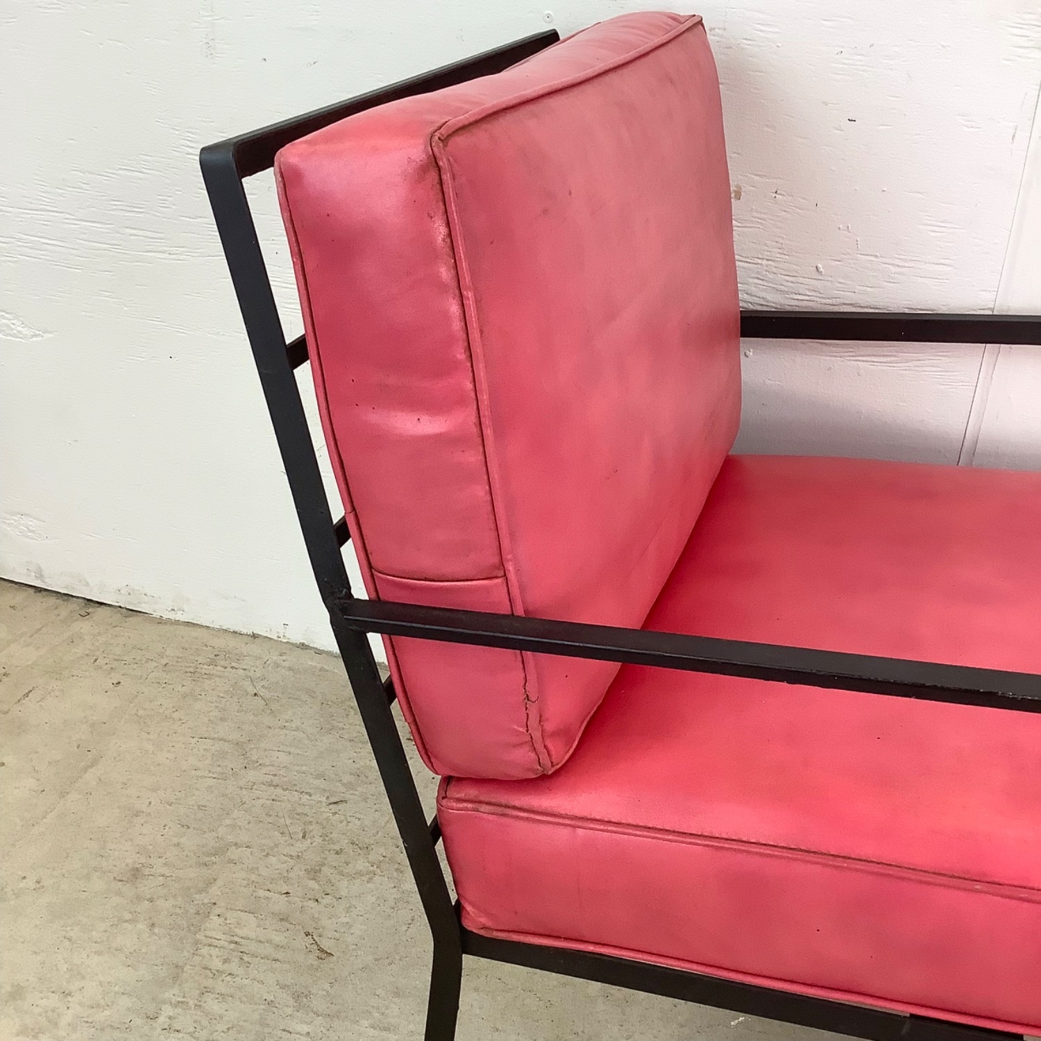 Vintage Modern Metal & Vinyl Chair with Ottoman - image-17