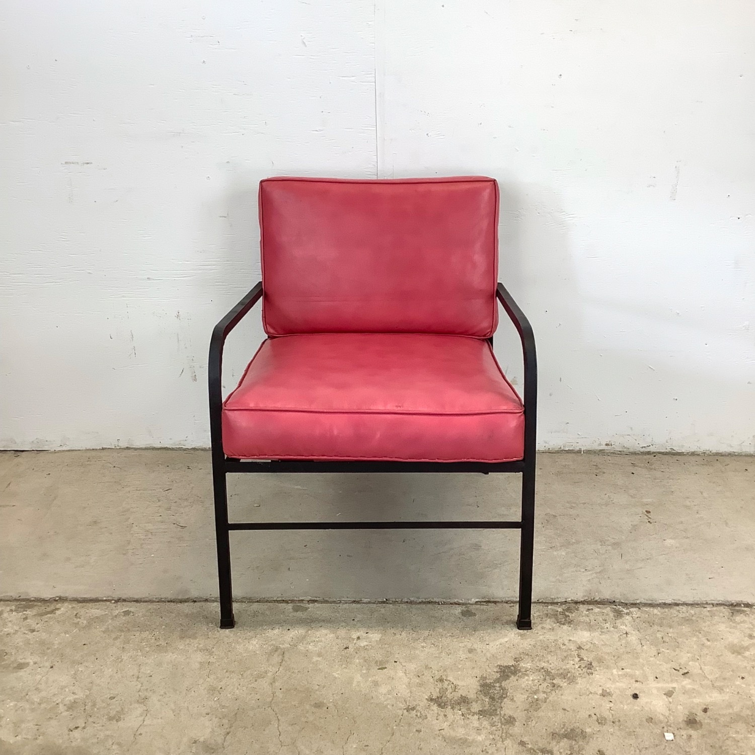 Vintage Modern Metal & Vinyl Chair with Ottoman - image-13