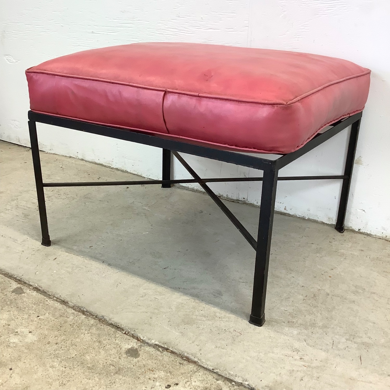 Vintage Modern Metal & Vinyl Chair with Ottoman - image-22