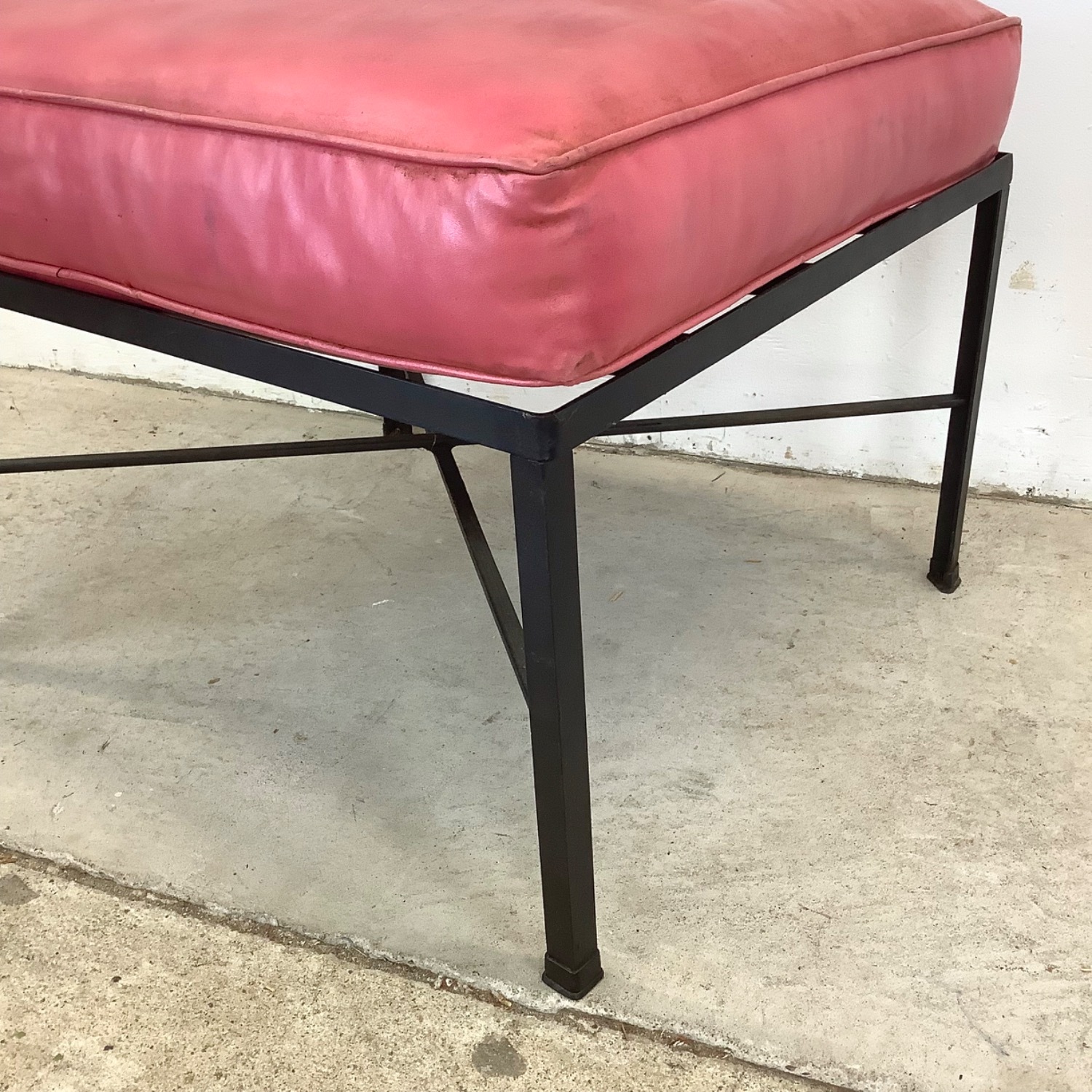 Vintage Modern Metal & Vinyl Chair with Ottoman - image-20