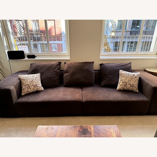Used Molteni Dark Brown Microsuede 2 Seater Sofa for sale on AptDeco