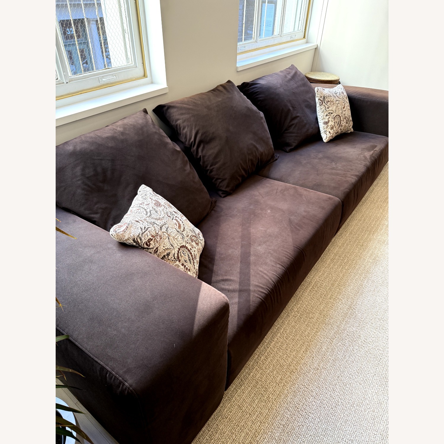 Molteni Dark Brown Microsuede 2 Seater Sofa - image-2