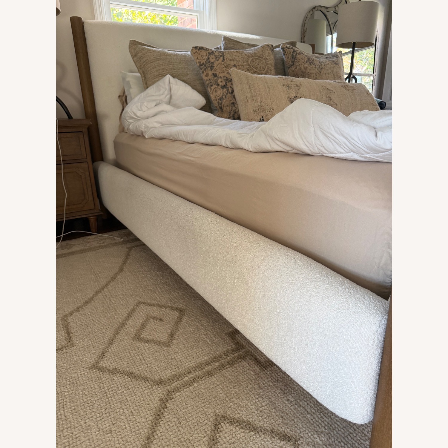 Crate & Barrel Goleta Bouclé White Boucle King Bed - image-6