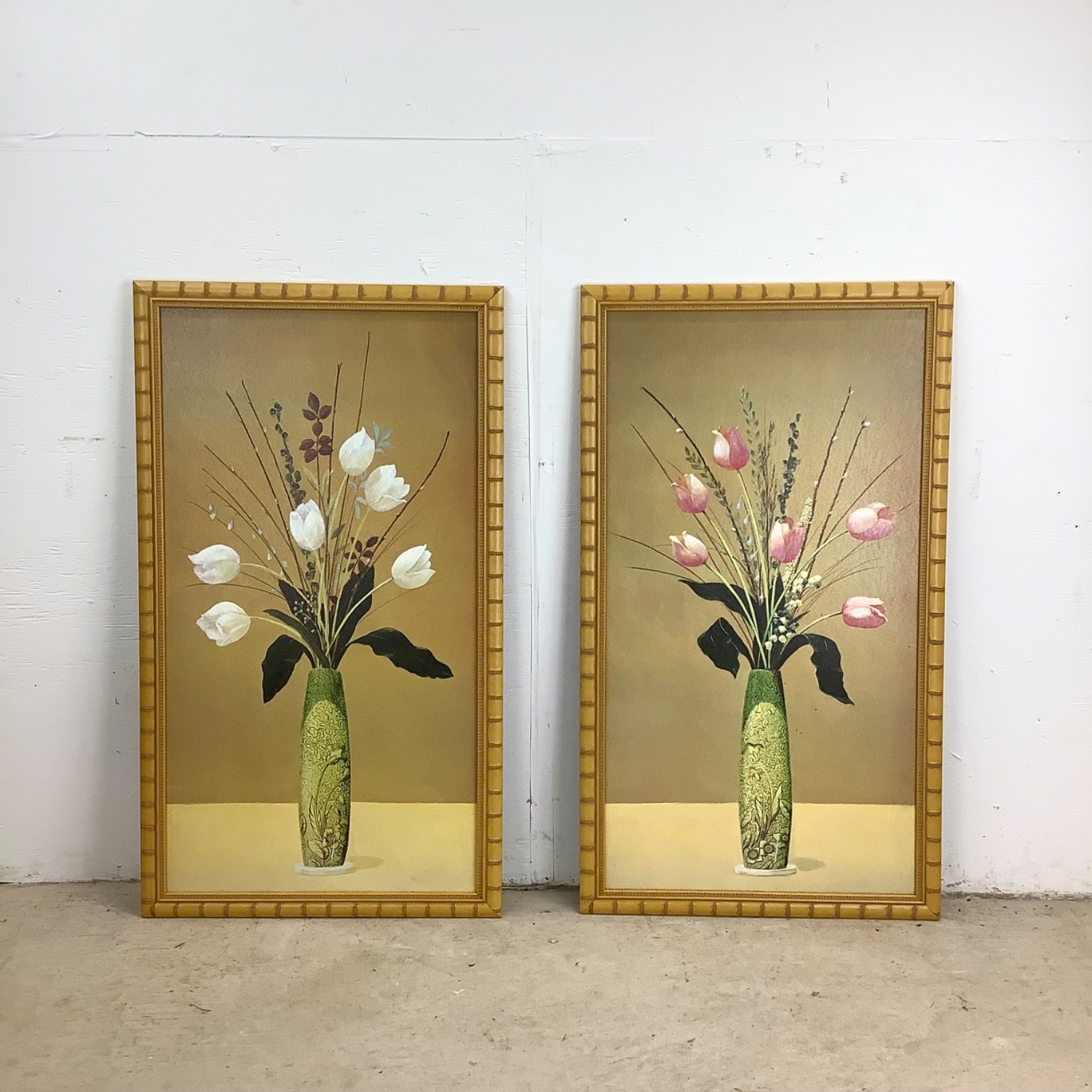 Vintage Gilt Frame Floral Artwork a Pair - image-2