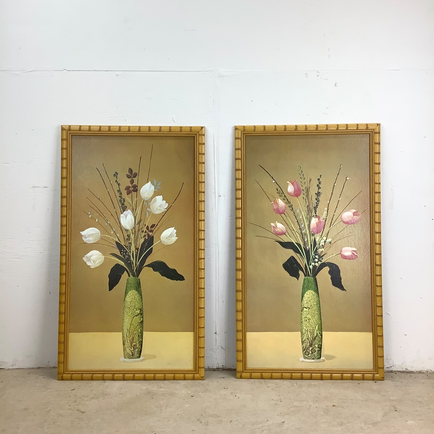 Vintage Gilt Frame Floral Artwork a Pair - image-1