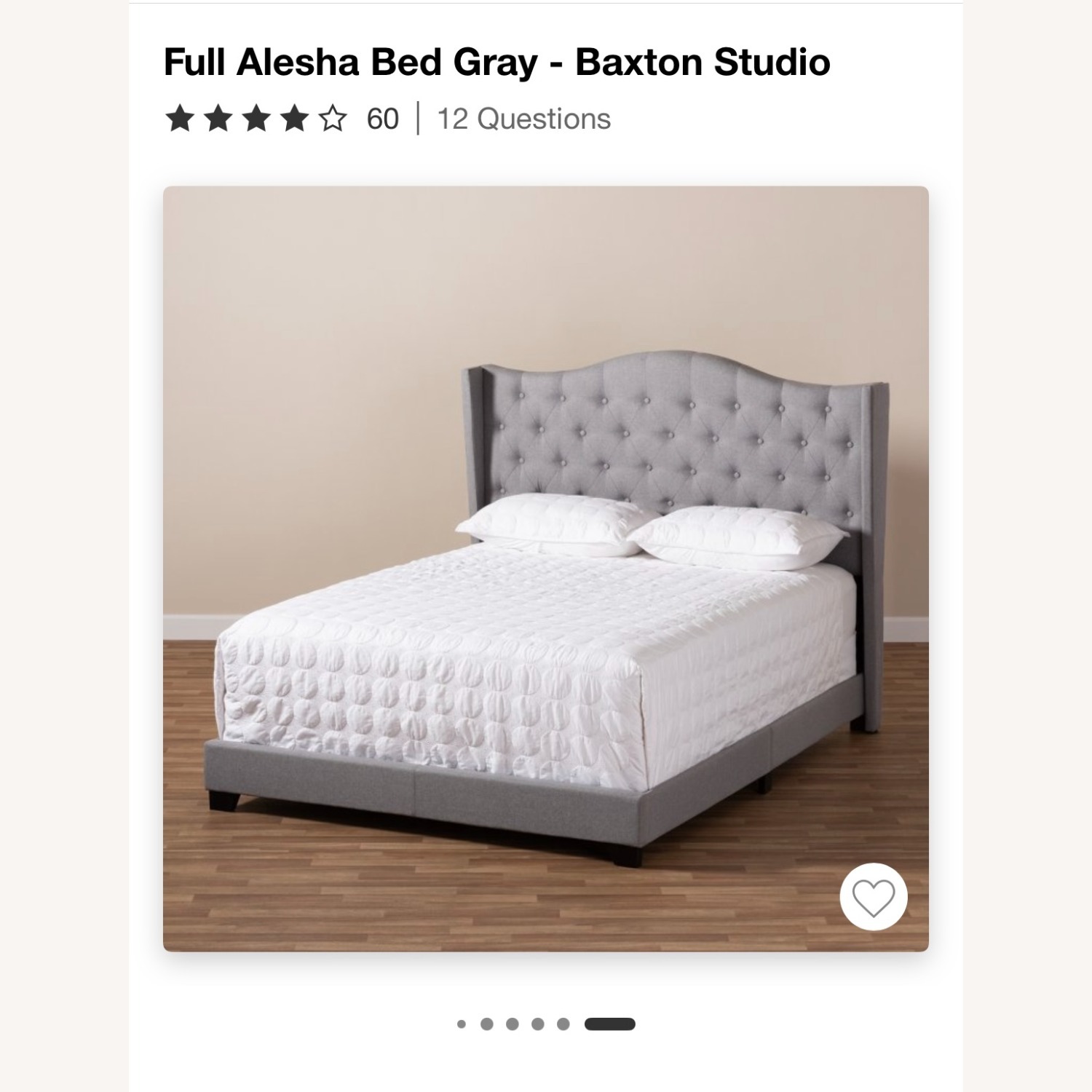Baxton Studio Light Gray Fabric Full Bed - image-4