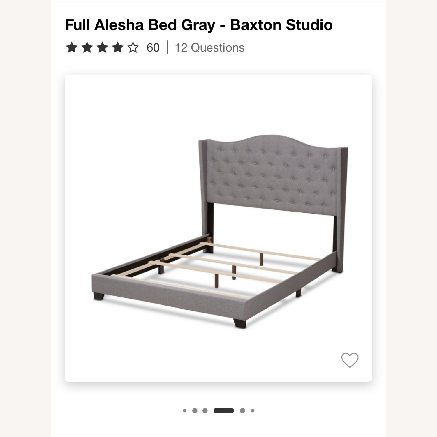 Baxton Studio Light Gray Fabric Full Bed - image-3