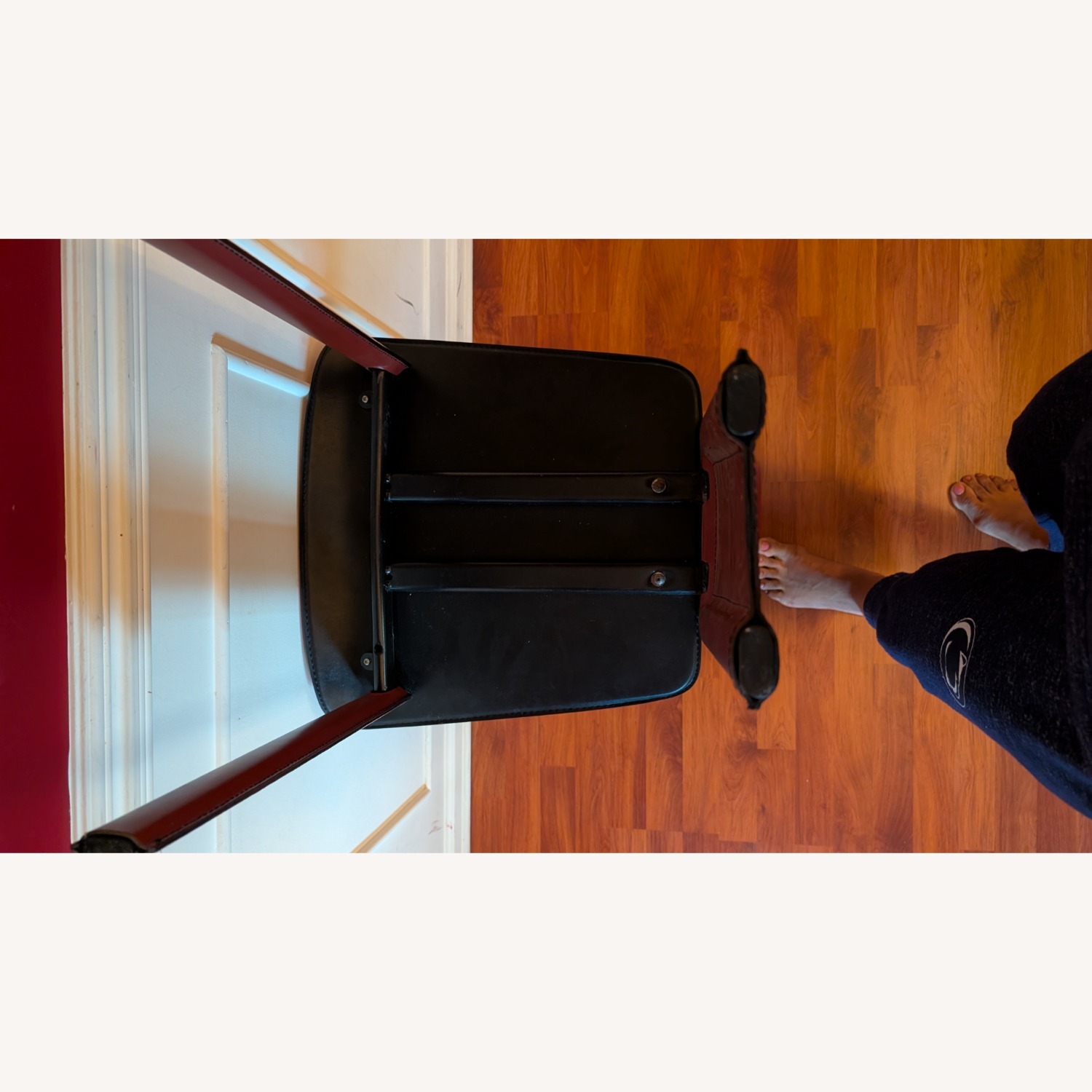 Vintage/Antique Red Leather Dining Chairs - image-4