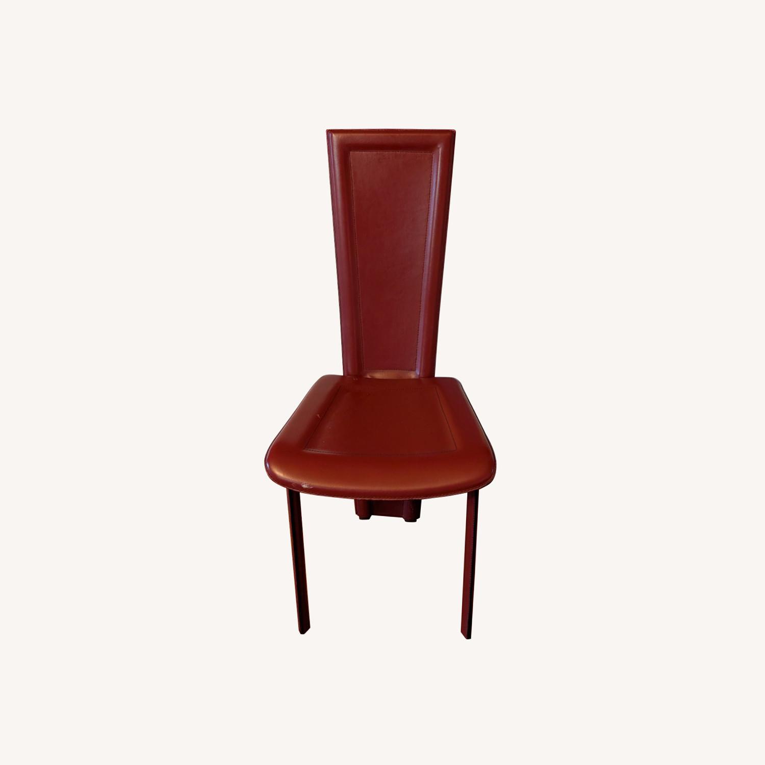 Vintage/Antique Red Leather Dining Chairs - image-0