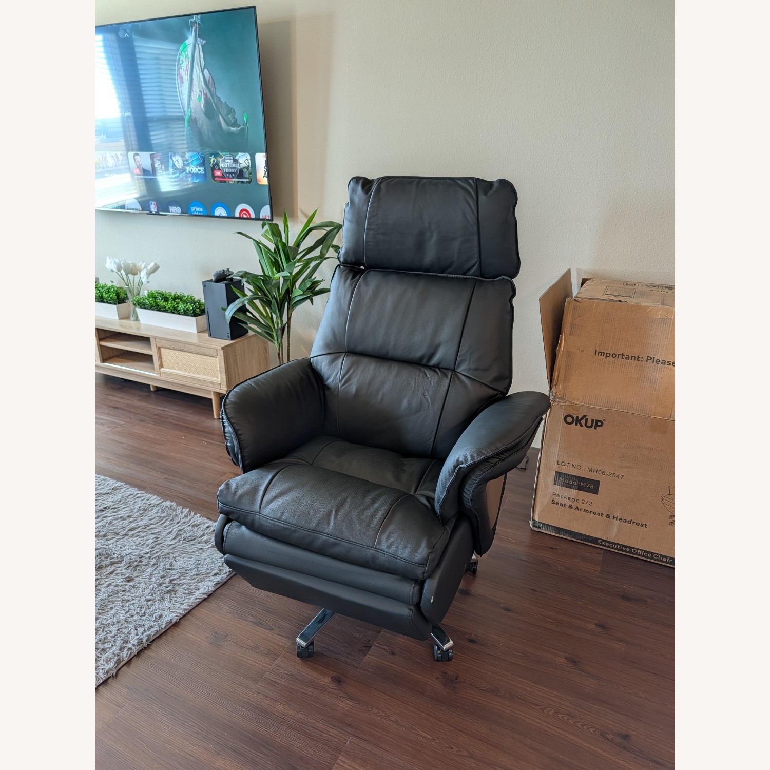 Amazon Black Leather Office Chair - image-3
