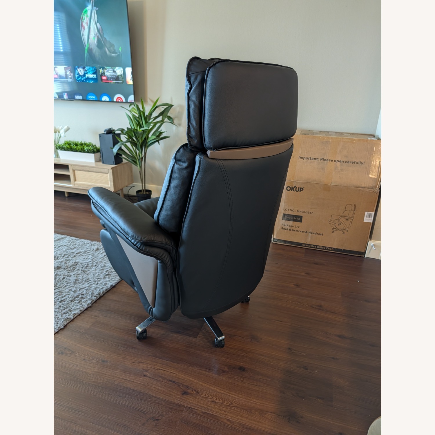 Amazon Black Leather Office Chair - image-5