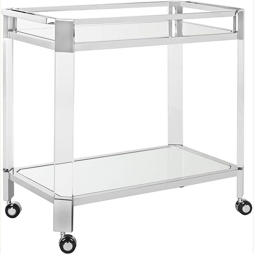 Used Safavieh Silver Glass Bar Cart for sale on AptDeco