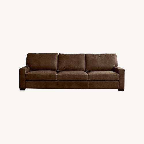 Used Pottery Barn Dark Brown Leather 3+ Seater Sofa for sale on AptDeco