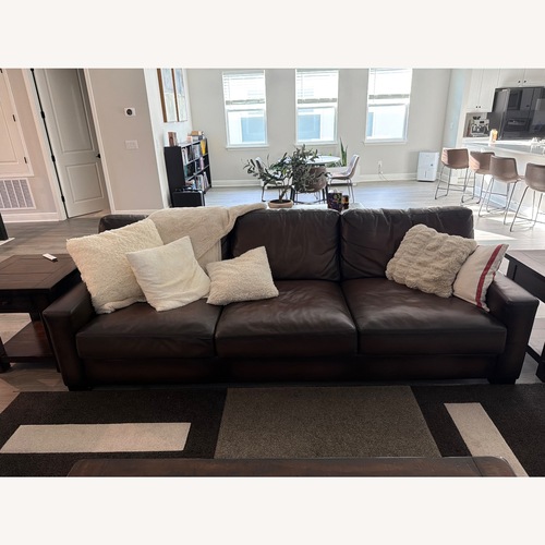 Used Pottery Barn Dark Brown Leather 3+ Seater Sofa for sale on AptDeco