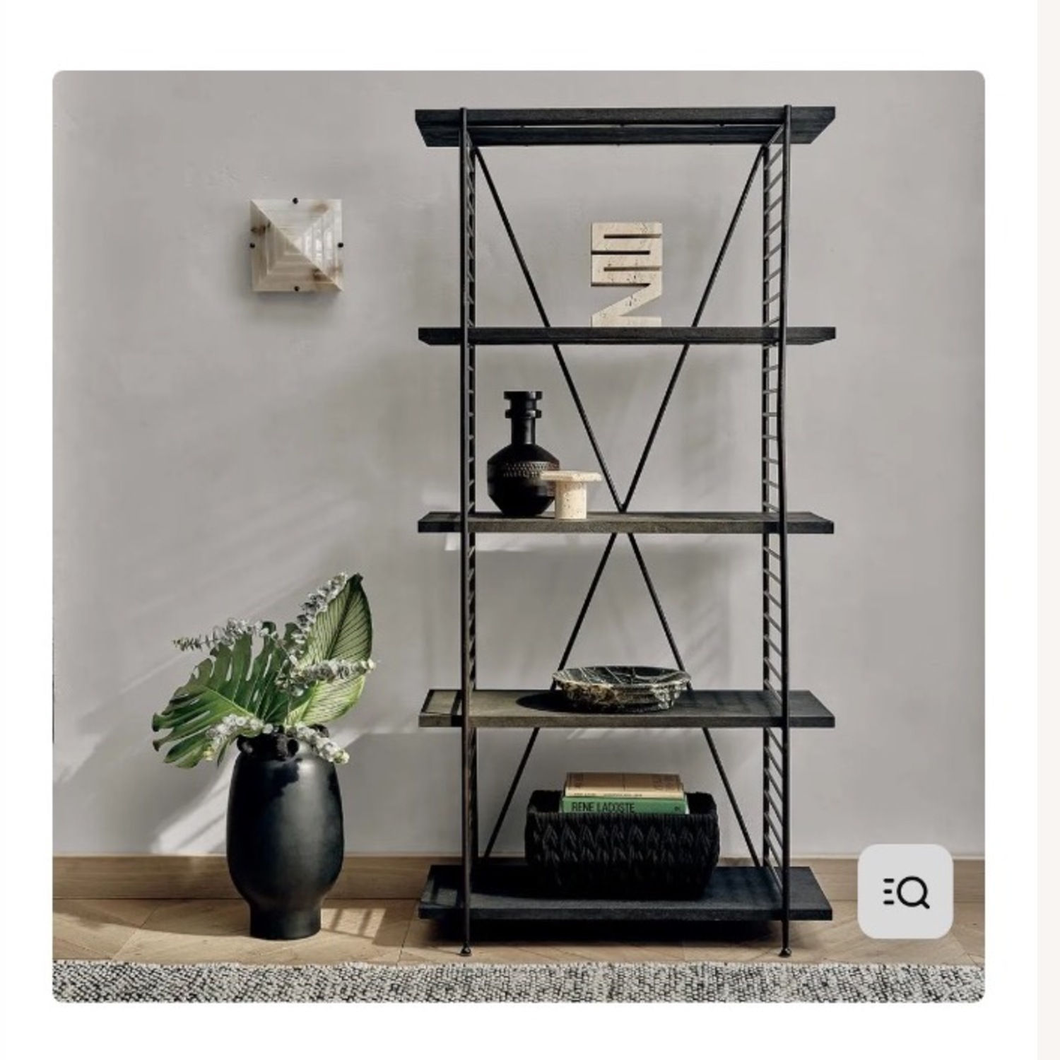 CB2 Scala Black Wood Bookshelf with Metal Frame - image-2