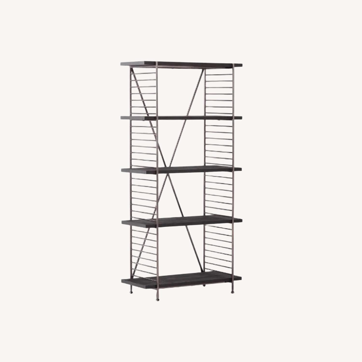 CB2 Scala Black Wood Bookshelf with Metal Frame - image-0