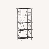CB2 Scala Black Wood Bookshelf with Metal Frame