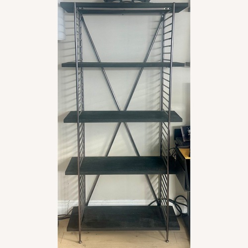 Used CB2 Scala Black Wood Bookshelf with Metal Frame for sale on AptDeco