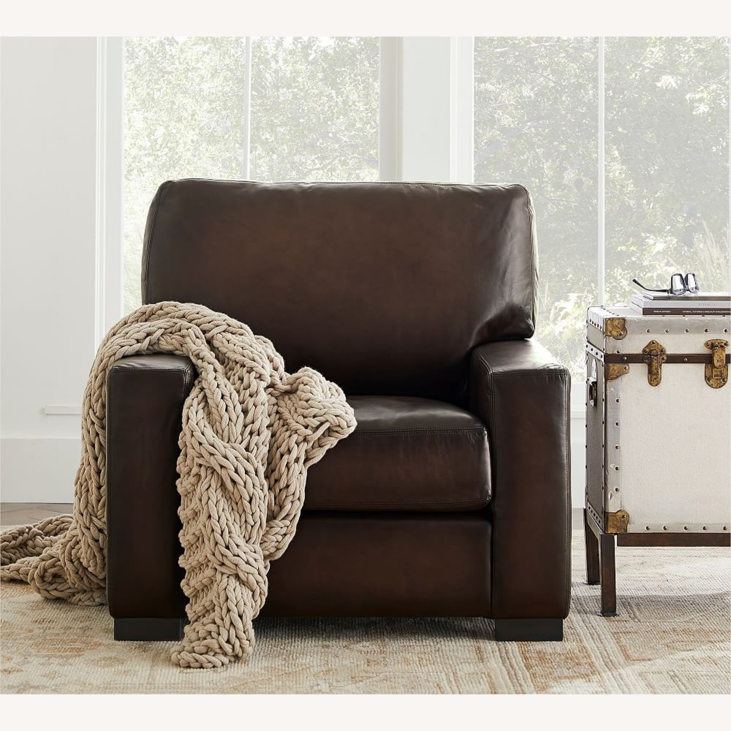 Pottery Barn Turner Dark Brown Leather Armchair - image-6