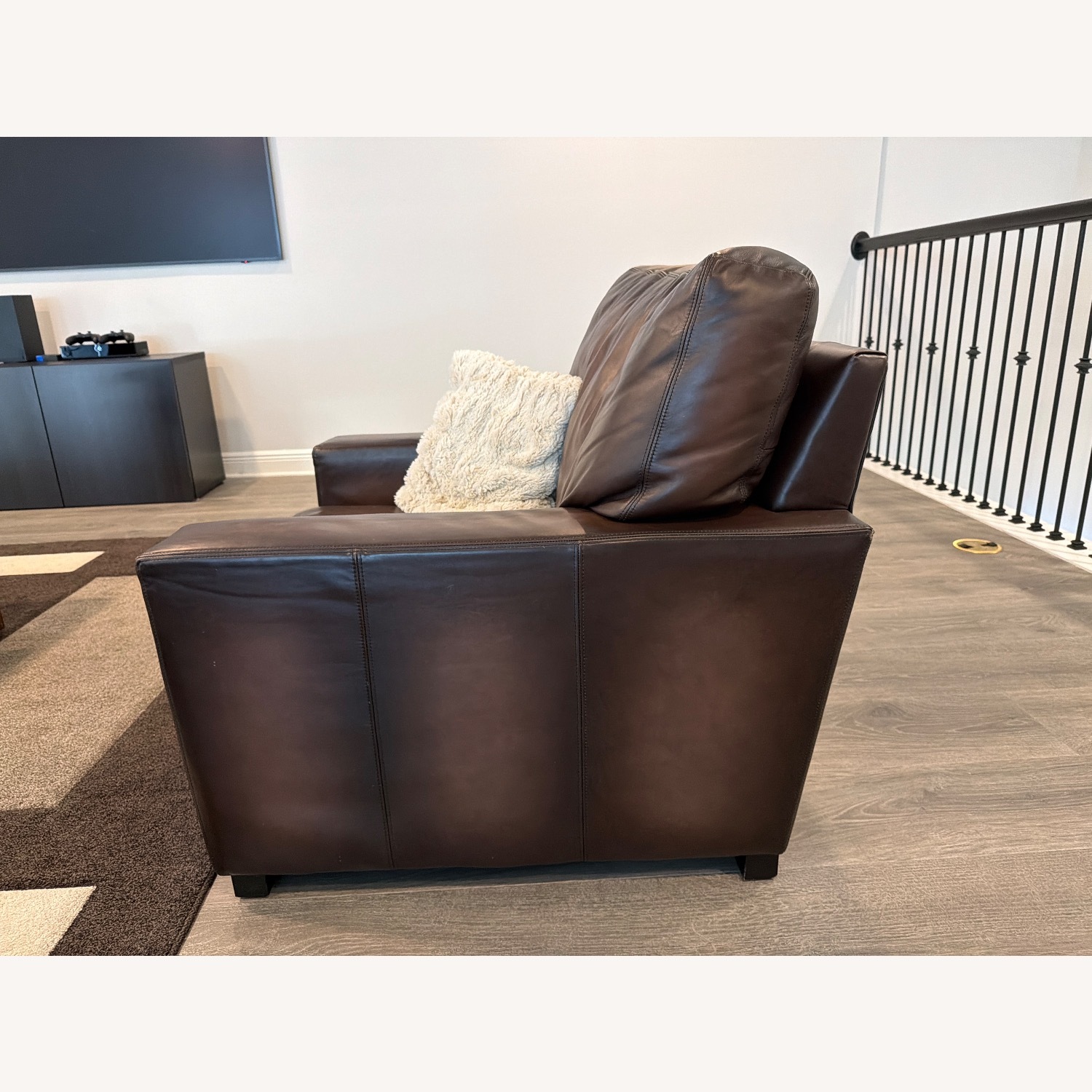 Pottery Barn Turner Dark Brown Leather Armchair - image-2