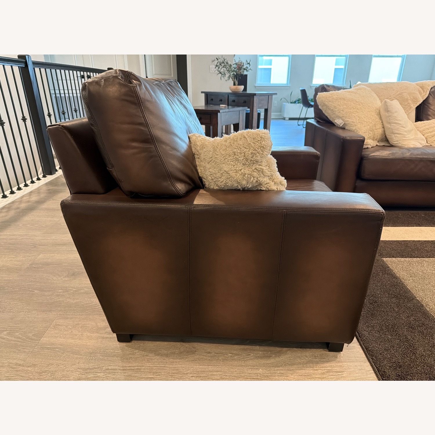 Pottery Barn Turner Dark Brown Leather Armchair - image-5