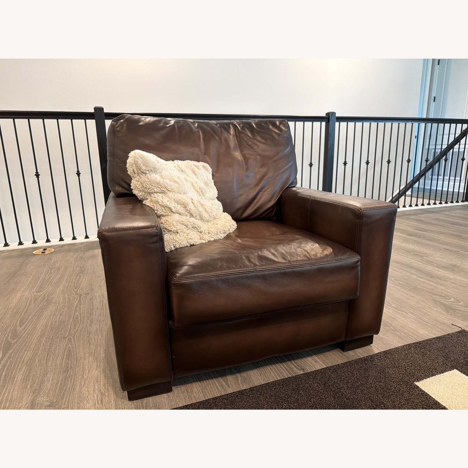 Pottery Barn Turner Dark Brown Leather Armchair - image-1