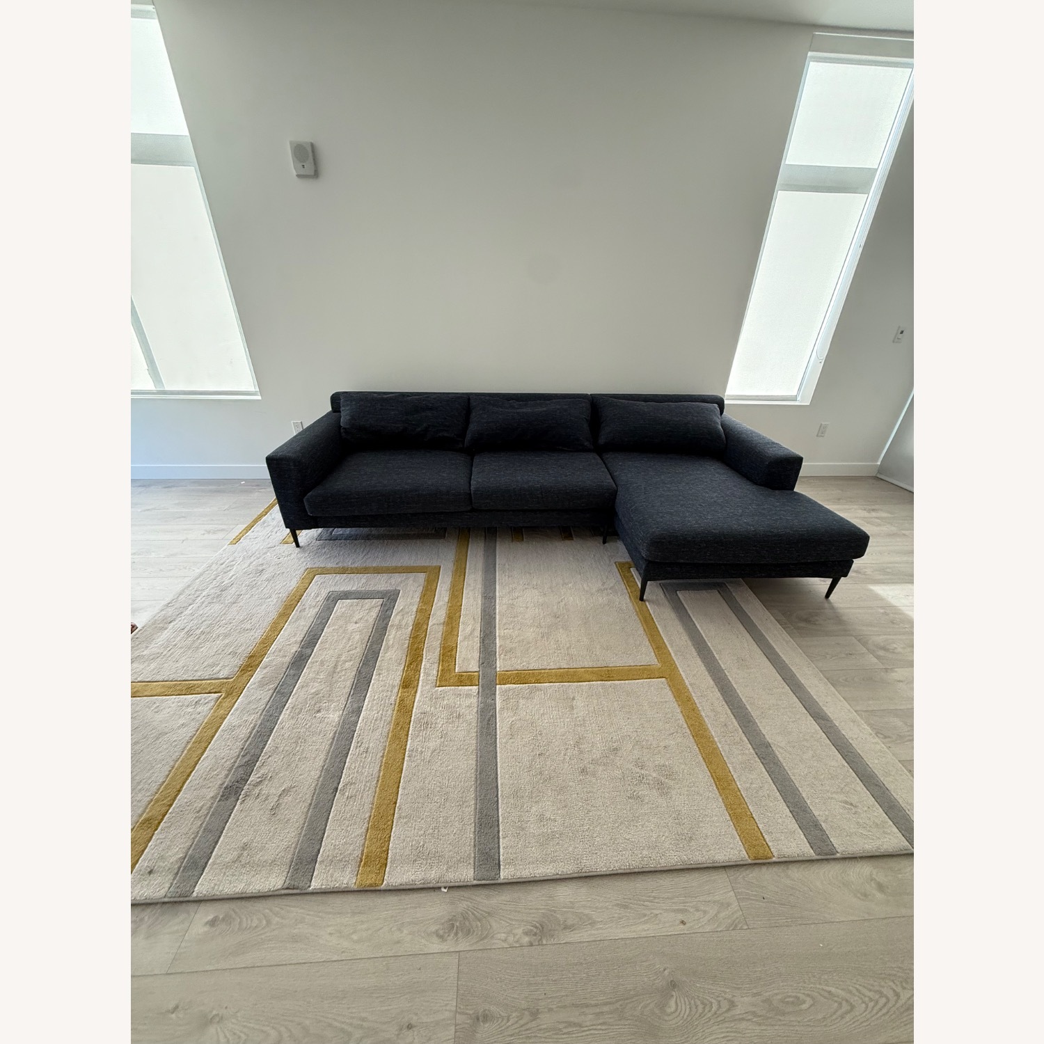 West Elm Harper Blue Fabric 2 Piece Sectional - image-2