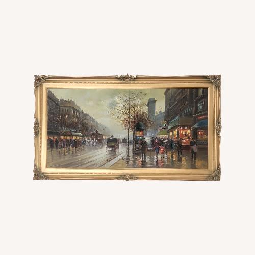 Used Painting of Paris Street Scene Signed by Dadashi for sale on AptDeco