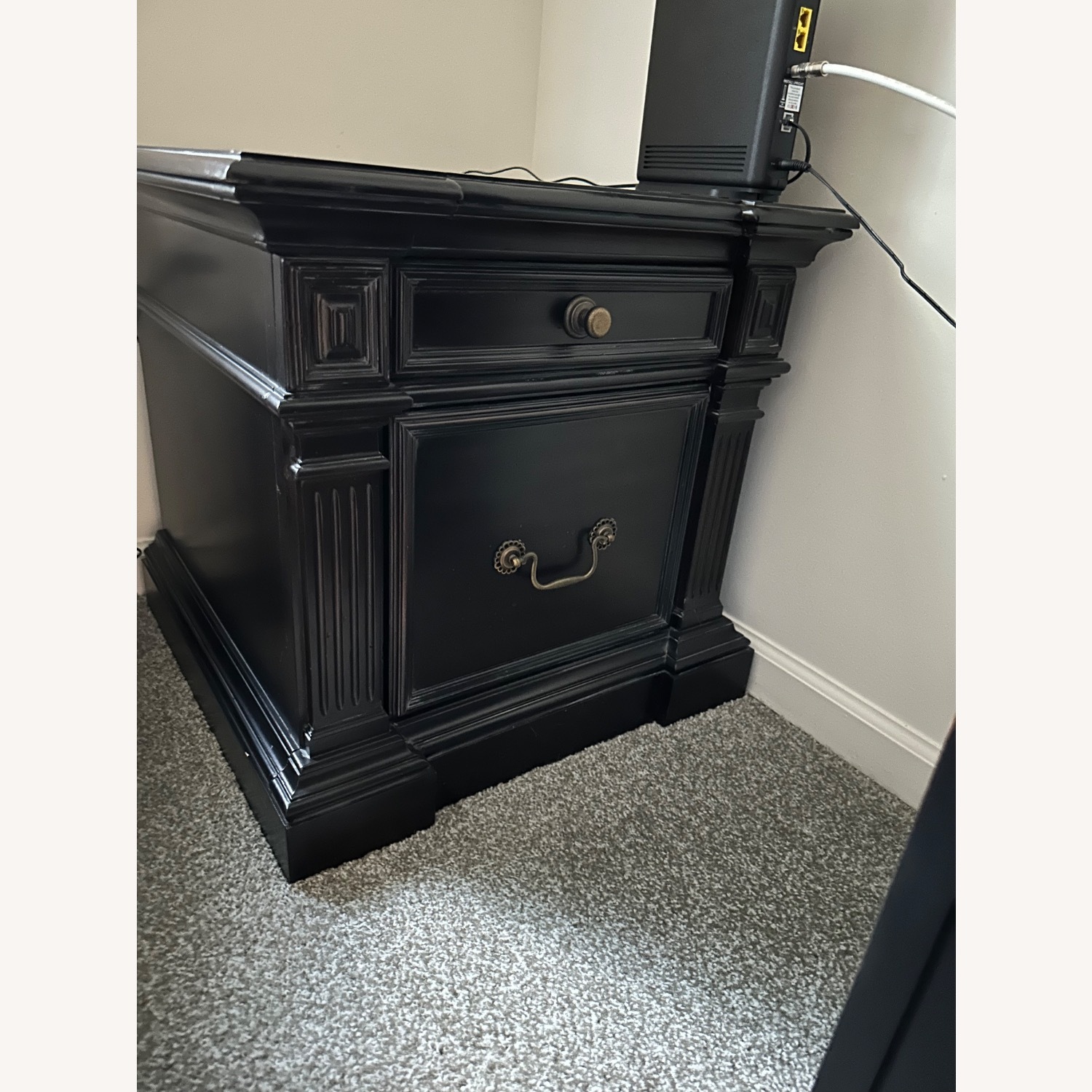 Dark Brown Wood Media Storage - image-3