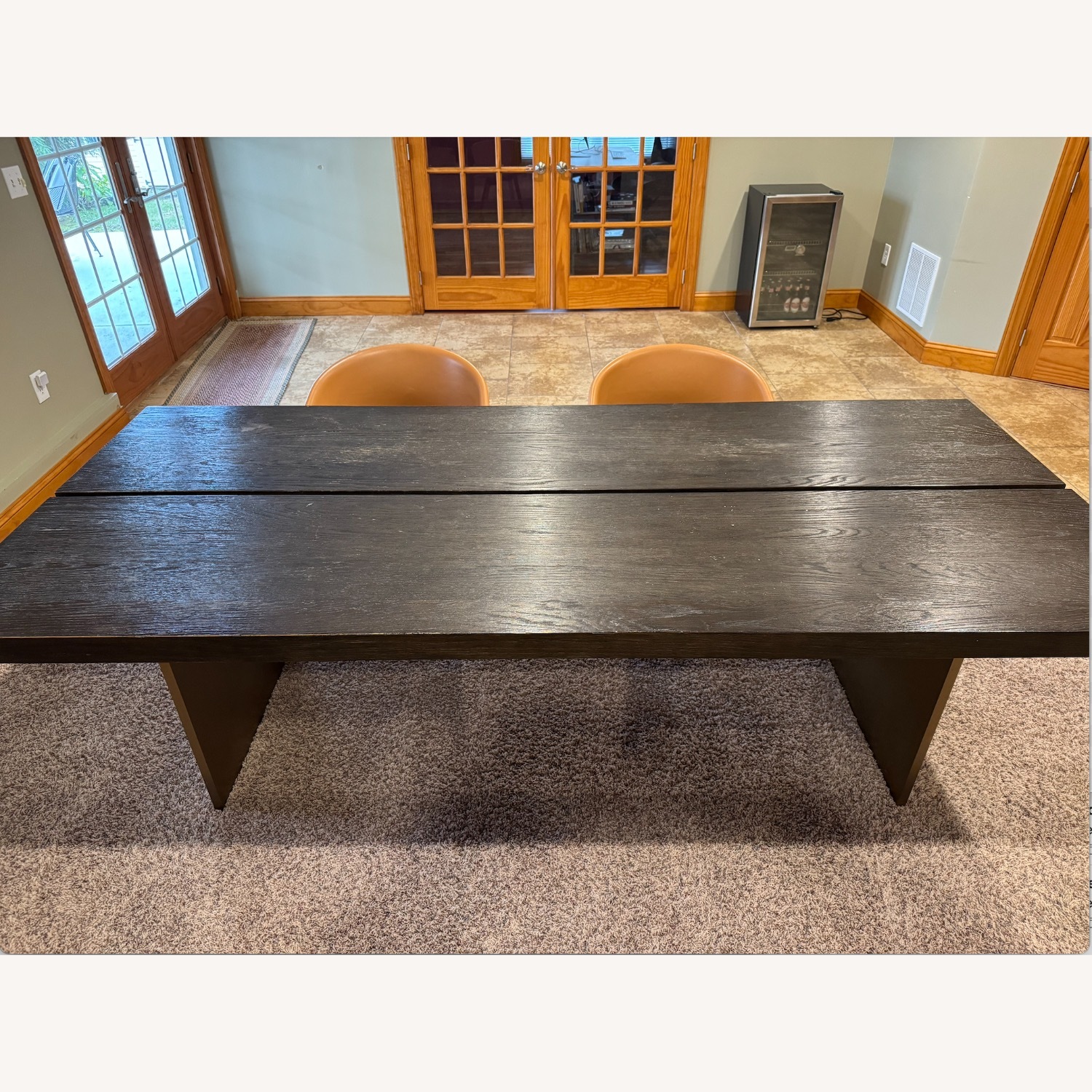 Restoration Hardware Dark Brown Wood Dining Table - image-2