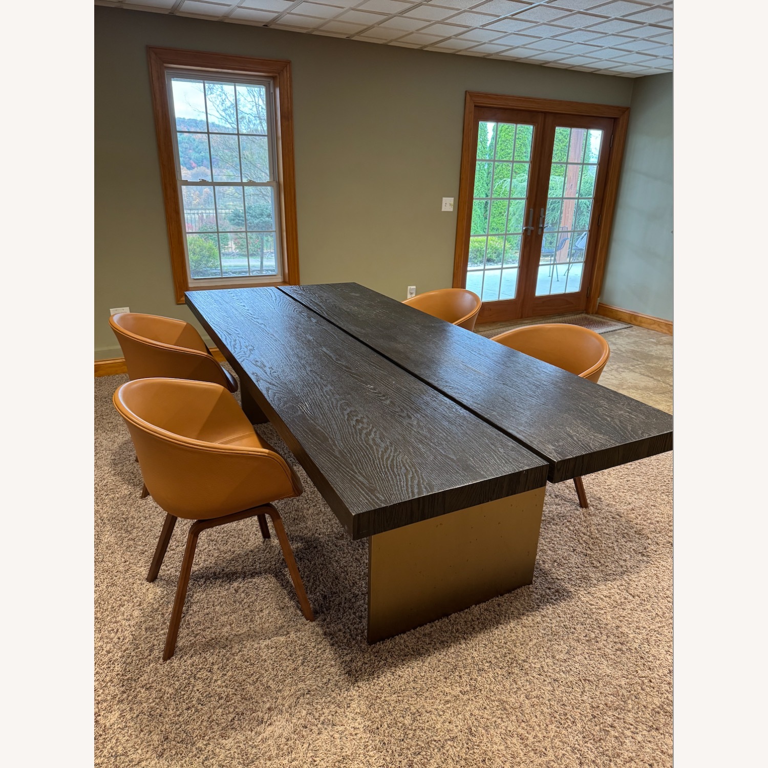 Restoration Hardware Dark Brown Wood Dining Table - image-1