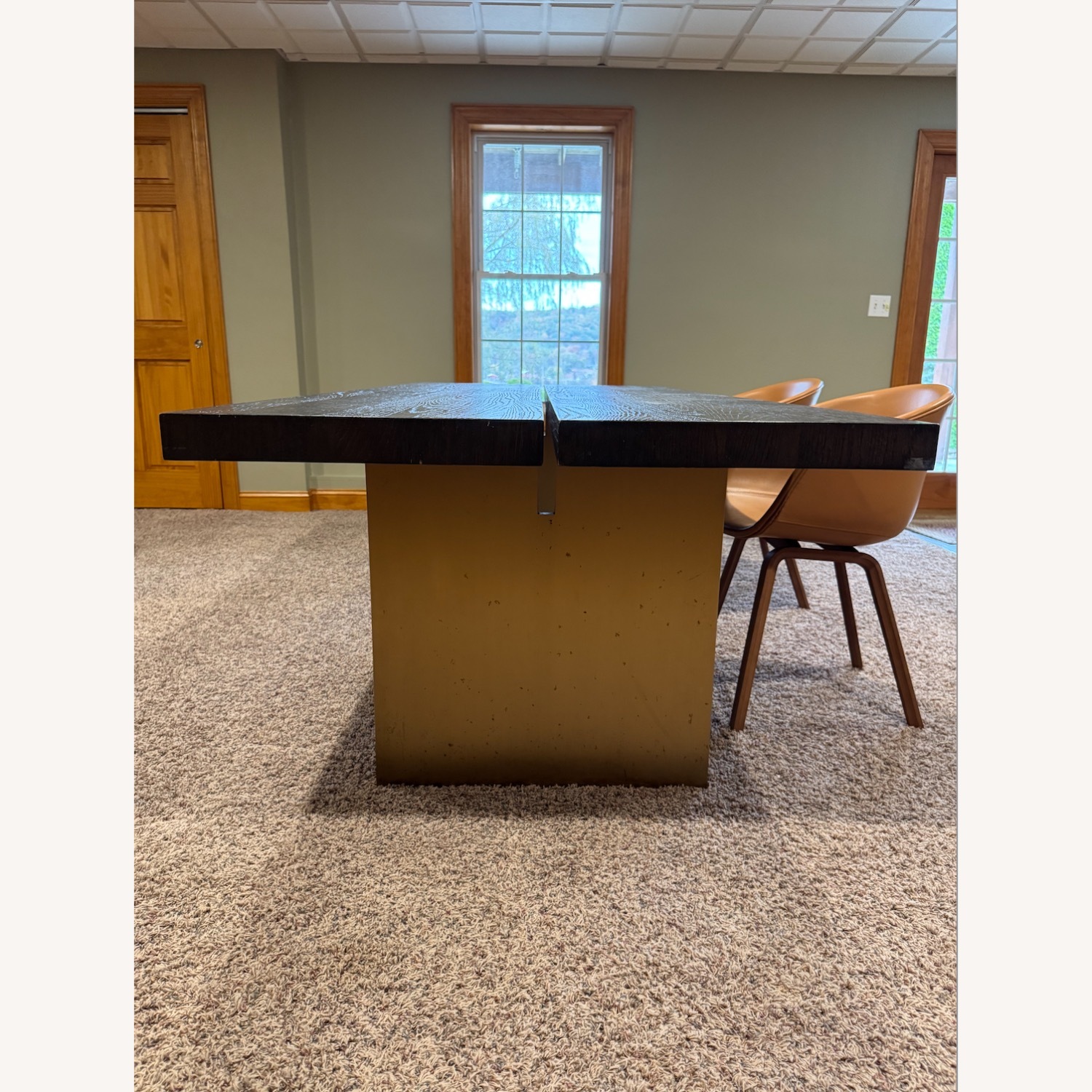 Restoration Hardware Dark Brown Wood Dining Table - image-3
