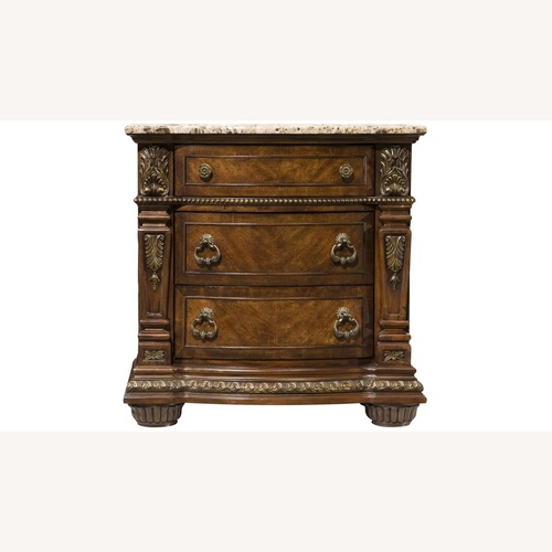 Used Raymour & Flanigan Wilshire Dark Brown Wood Nightstand for sale on AptDeco