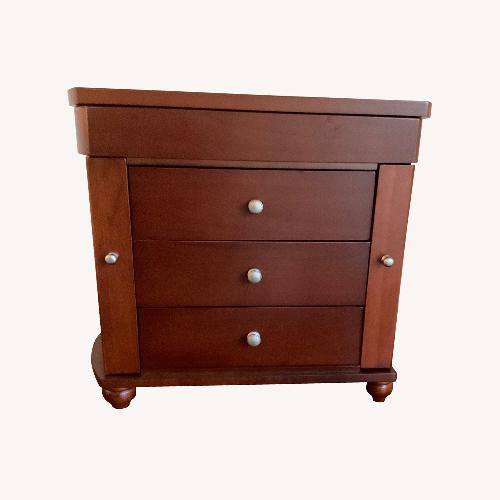 Used Light Brown Wood Veneer Jewelry Box for sale on AptDeco