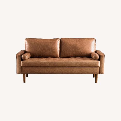 Used Wayfair Natural Faux Leather 2 Seater Sofa for sale on AptDeco