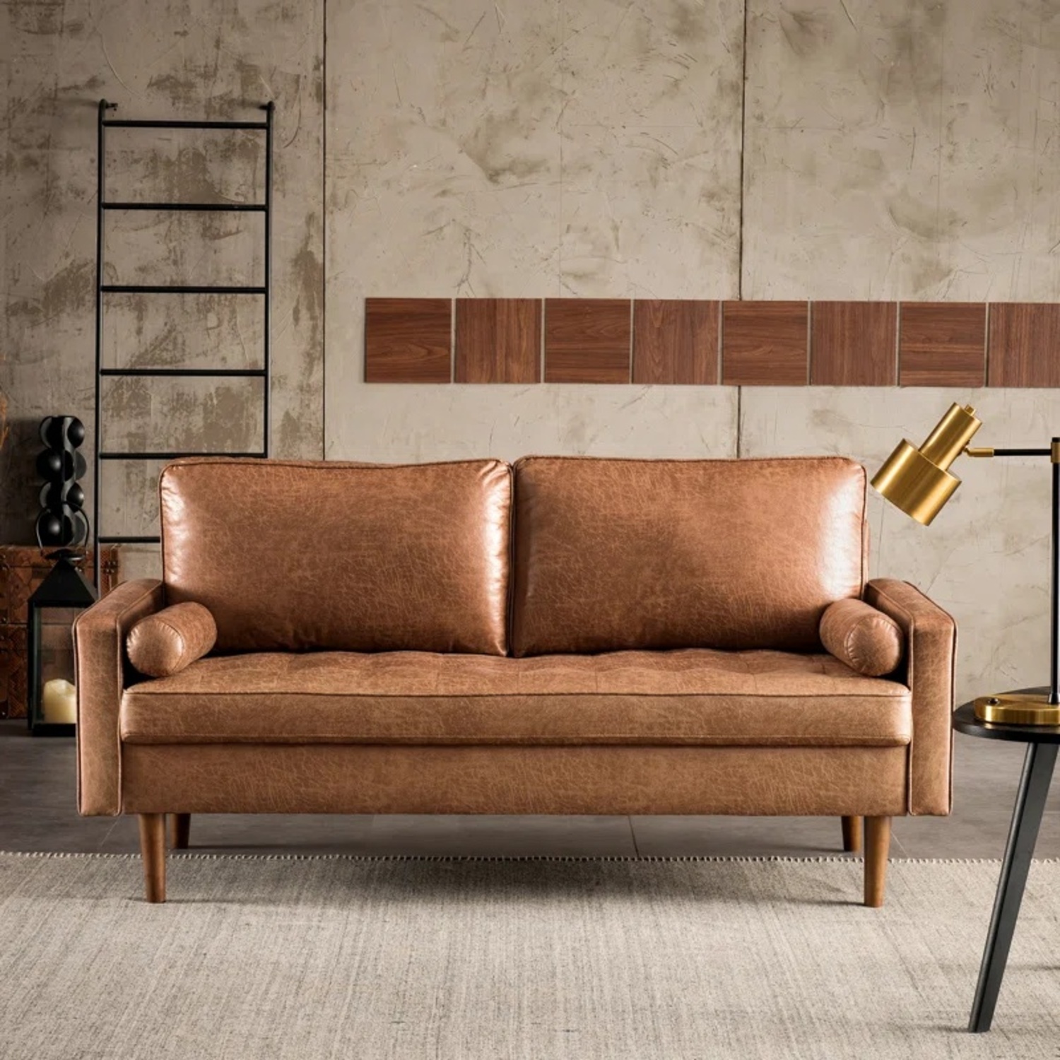 Wayfair Natural Faux Leather 2 Seater Sofa - image-5