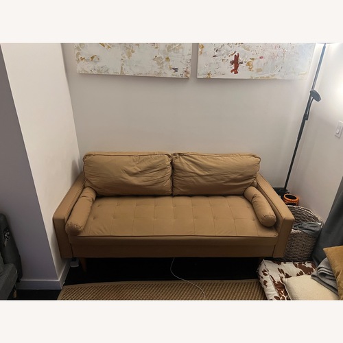 Used Wayfair Natural Faux Leather 2 Seater Sofa for sale on AptDeco