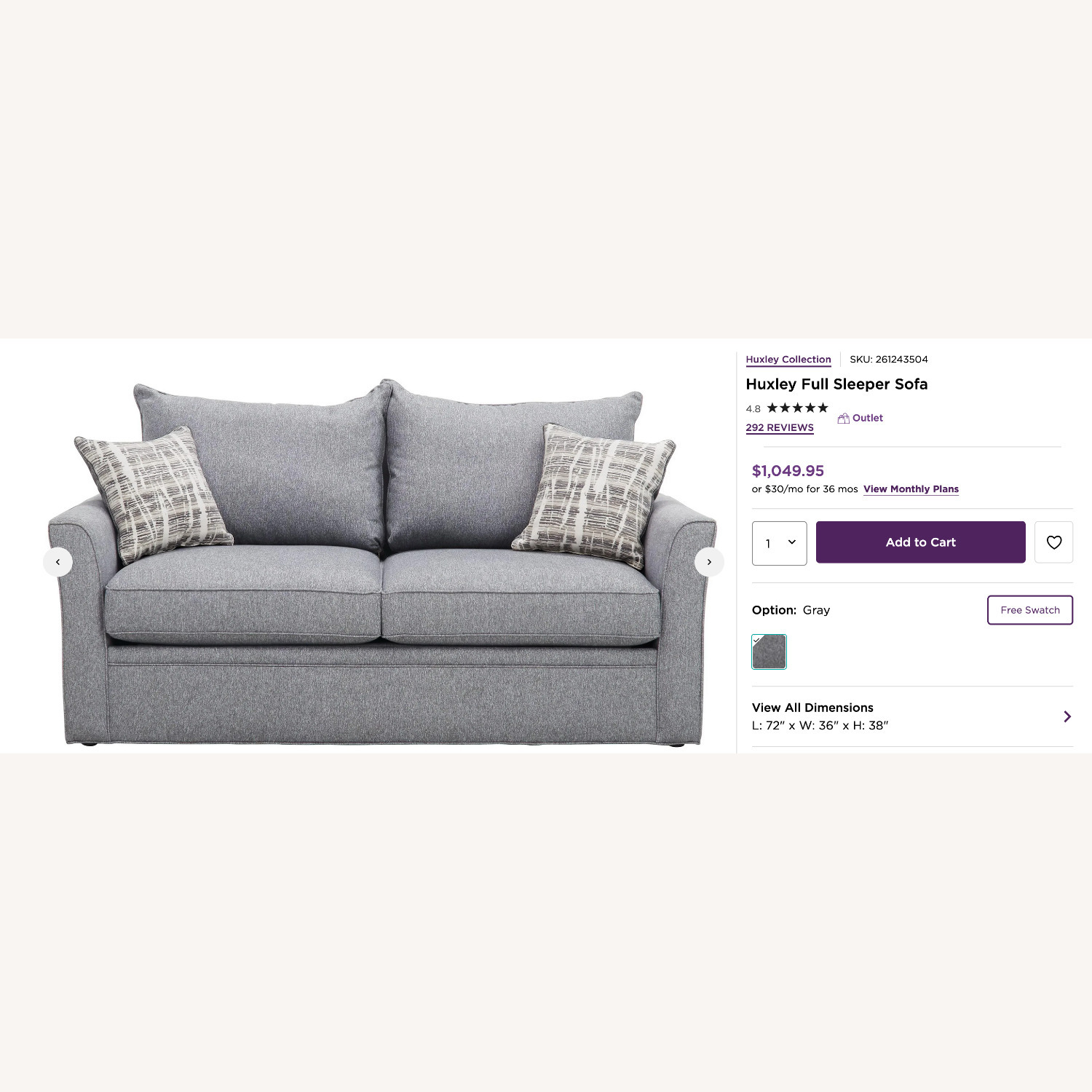 Raymour & Flanigan Huxley Sleeper Sofa - image-1