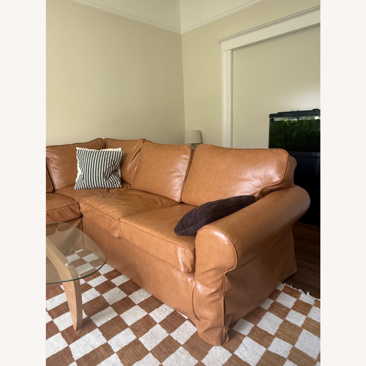 IKEA Light Brown Faux Leather 3+ Piece Sectional - image-5