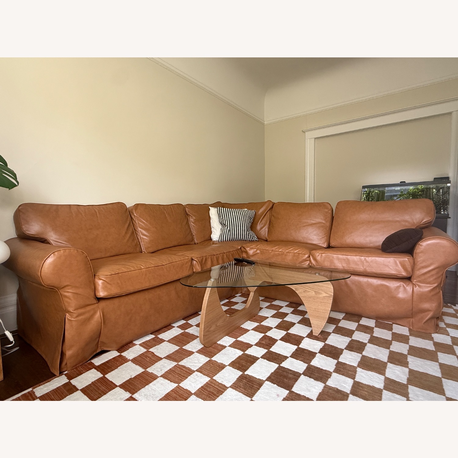 IKEA Light Brown Faux Leather 3+ Piece Sectional - image-3