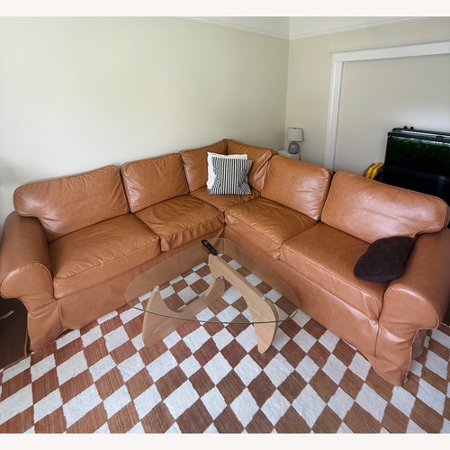 Used IKEA Light Brown Faux Leather 3+ Piece Sectional for sale on AptDeco