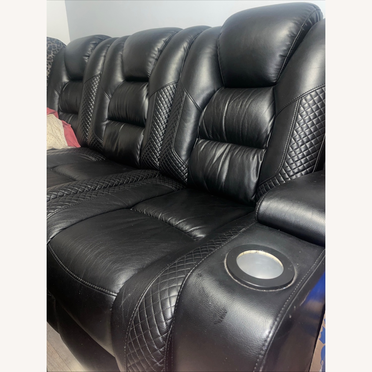 Ashley Furniture Black Leather 3+ Seater Sofa - image-2