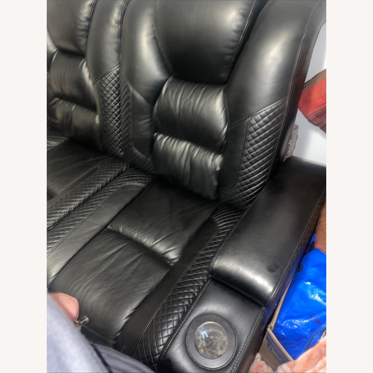 Ashley Furniture Black Leather 3+ Seater Sofa - image-5